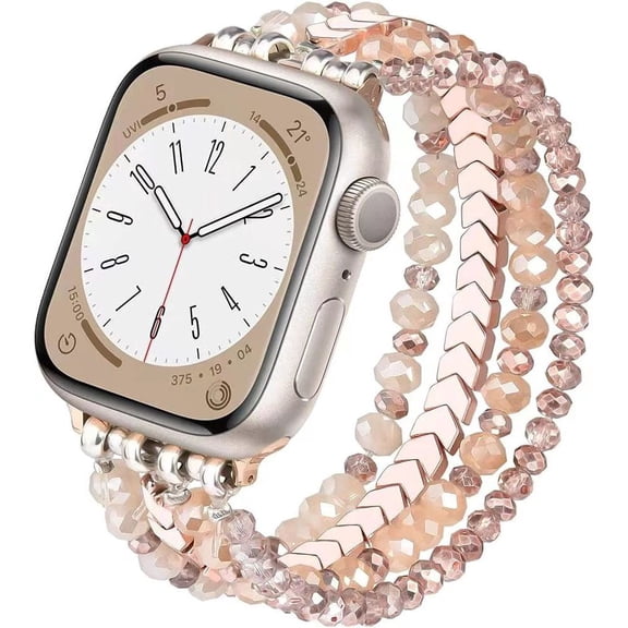 can Beaded Boho Bracelet Compatible for Apple Watch Band 40mm/38mm/41mm/42mm Iwatch Series 11 10 9 8 7 SE Series 6/5/4 Women Fashion Cute Handmade Crystal Beads Watch Strap for iPhone Bands 3/2/1