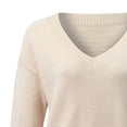 thumbnail image 5 of Cardigan Sweaters for Women Casual Solid Color Long Sleeve V-Neck Loose Knit Pullover Fall Outwear,Beige,L, 5 of 6