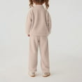 thumbnail image 4 of Girls 2-Piece Winter Clothes Warm Soft Fleece 1/4 Zip Pullover Sweater Top and Joggers Pant Sets Kids Tracksuits (5 Years, Khaki), 4 of 6