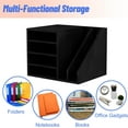 thumbnail image 2 of Wood Desk Organizer File Holder, Wooden Mail Organizer Countertop with Adjustable Compartments, Desktop File Organizer Paper Sorter for Home, Office and School, Envelope Organizer, Black, 2 of 14