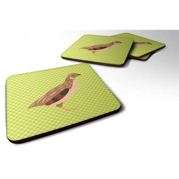 Golden Phoenix Quail Green Foam Coaster, Set of 4