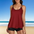 thumbnail image 2 of Clearance! Hontri Tankini Swimsuits for Women Swimwear Control Flowy Tank Two with Boyshorts Top Tummy Bathing for Women Suits Swimsuits Swimwears Tankinis Set Red,L, 2 of 7