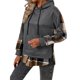 thumbnail image 3 of Sudadera con Capucha de Larga para Mujer, Estilo Patchwork A Cuadros, con Abertura Lateral, Ideal para Otoño e Invierno. Gris Oscuro L, 3 of 9