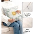 thumbnail image 4 of Spring Floral Pillow Covers 16x16 White Daisy Flower Pillows Cases White and Gray Checked Pillow Covers Spring Home Decor for Indoors Couch Bed Living Room in 2 Pcs, 4 of 6