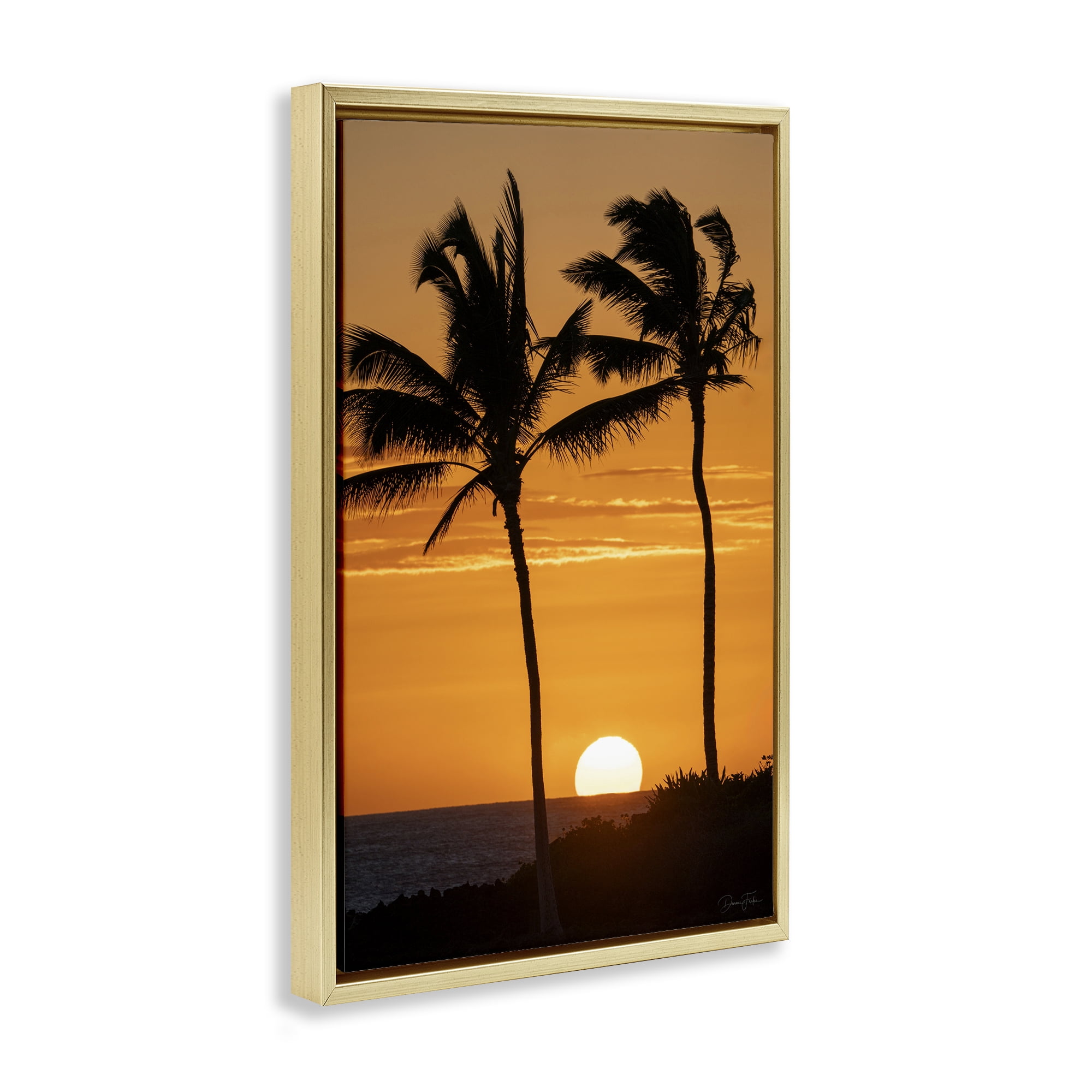 Stupell Industries Sunset Through Palm Trees Gold Framed Floater Canvas Wall Art, design by Dennis Frates