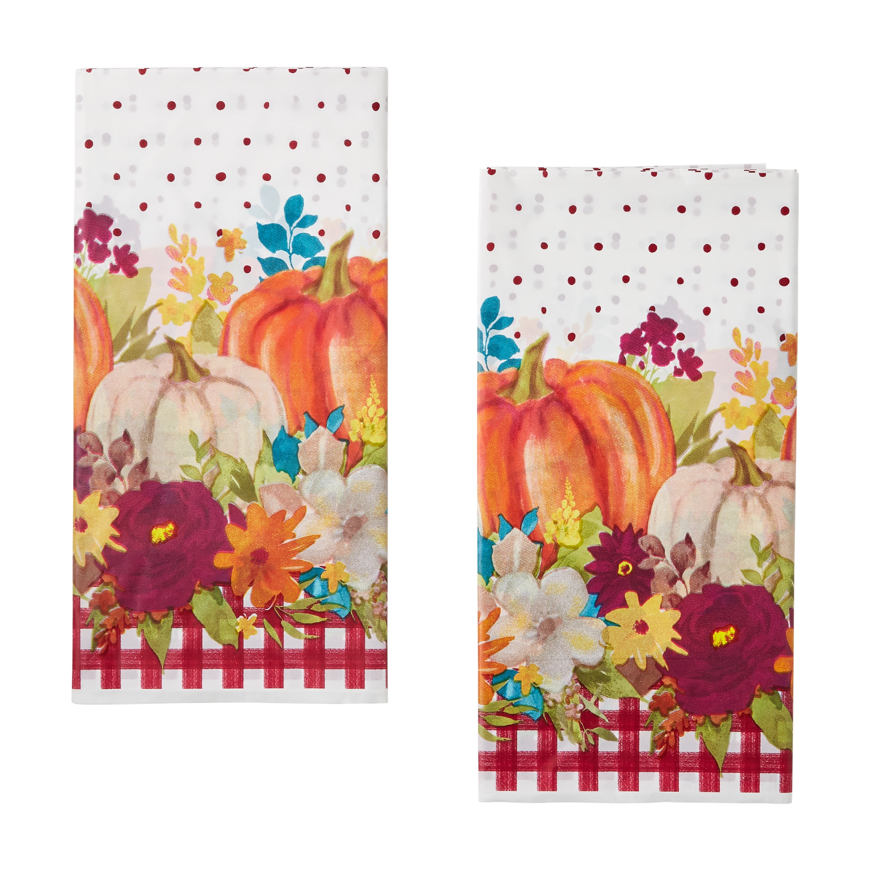 The Pioneer Woman Gingham Pumpkin 54' x 108' Disposable Table Covers, 2 Count