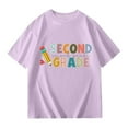 thumbnail image 4 of SGMVNU Girls Summer Short Sleeve Tops Dressy Casual Crewneck Loose Shirts Basic Cotton Tops Graphic Tees, Size 3-4 Years, te1-Purple, 4 of 5