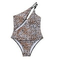 thumbnail image 3 of Ashirexll Womens Swimsuits Sexy One Shoulder Bikini Leopard Print One Piece Swimsuit Swimsuit Coverup Bathing Suit for Women Bathing Suits Brown M, 3 of 7