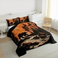 thumbnail image 4 of Manfei Reindeer Bear Adult Full Size Comforter Sets, Black Rustic Animal Bedding Comforter Set, Vintage Countryside Reversible Bedding Sets, Luxury Bedroom Decor, 3pcs, 4 of 9