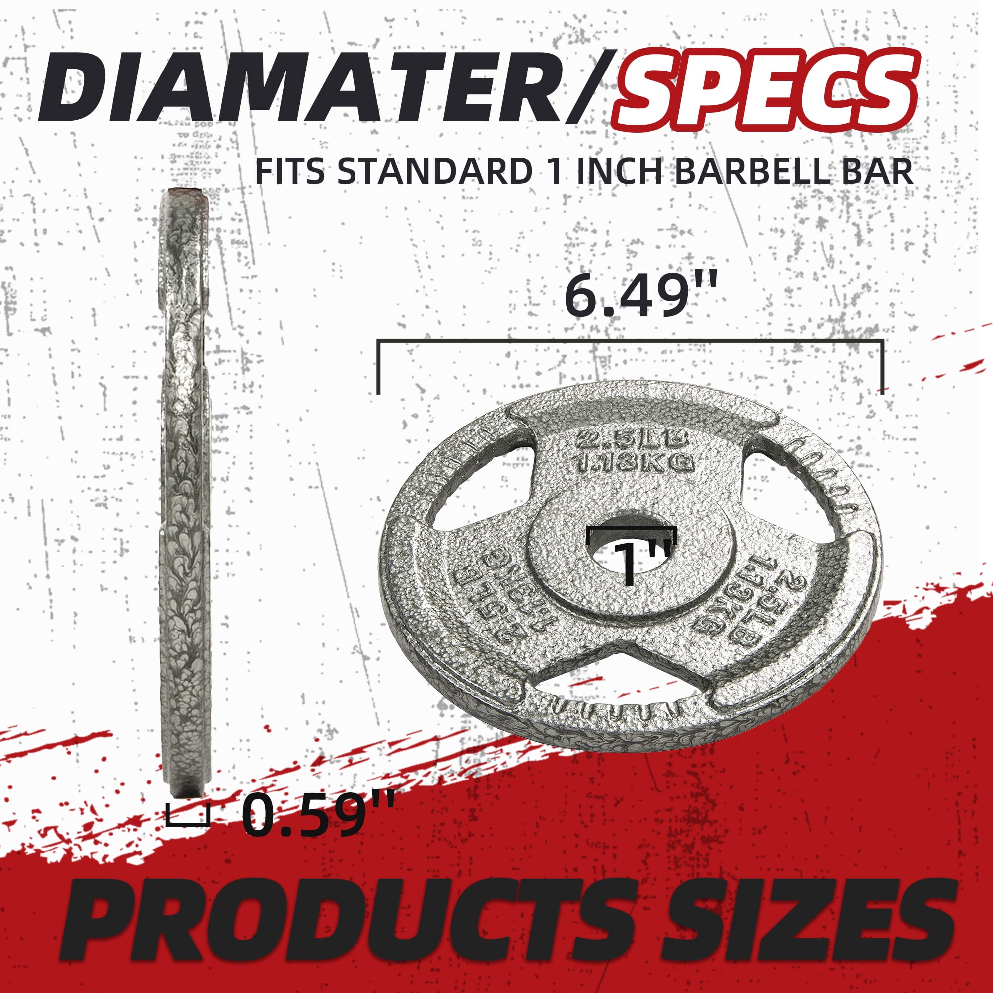 BalanceFrom Cast Iron Weight Plates，1-Inch or 2-Inch Center Hole, Multiple Sizes & Sets Available，for Strength Training & Weightlifting