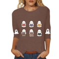 thumbnail image 1 of NMMUED Plus Size Halloween Shirt, Long Sleeve Workout Tops for Women, Halloween T Shirts for Women, Fall Clothes for Women, Halloween Shirts for Women, Coffee M, 1 of 5