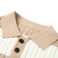 thumbnail image 4 of RYDCOT Men's Color Block Striped Lapel Neck Knit Sweater Casual Warm Fall Winter Top Khaki, 4 of 9