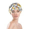 thumbnail image 2 of Black White Striped Hot Dog Print Shower Cap, Reusable Bath Hair Hat for all Hair Lengths Hair Cover with Elastic Band Double Waterproof Layers Bathing Hat, 2 of 5