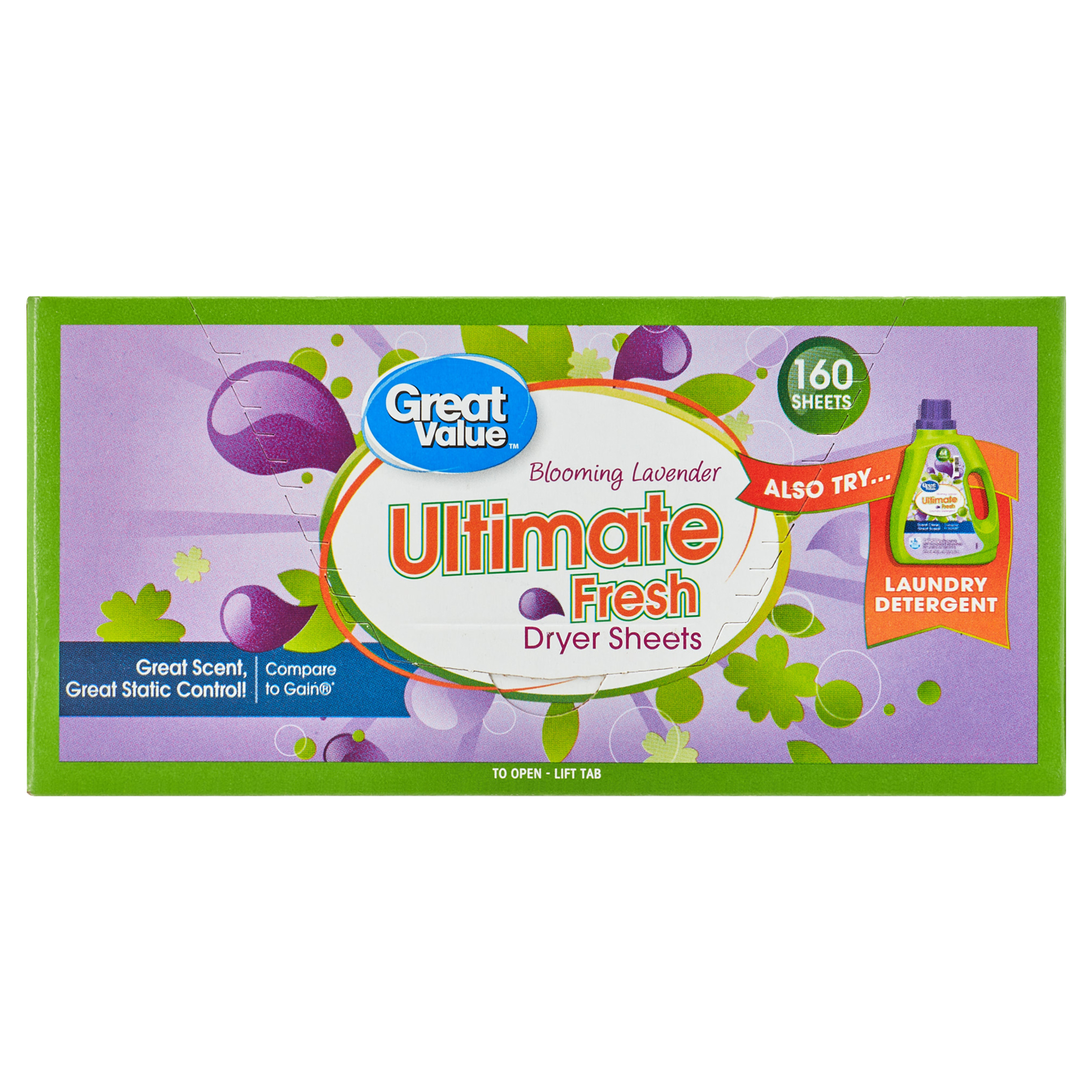 Great Value Ultimate Fresh Fabric Softener Dryer Sheets, Blooming Lavender, 160 Count - image 8 of 11