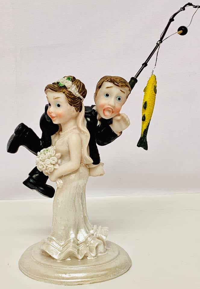 Funny and Unique Wedding Cake Topper Bride fishing Groom! 