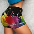 thumbnail image 4 of Fuzoiu Vibrant Color Splash Print Women's Workout Shorts,Workout Biker Shorts Women,Exercise Fitness Shorts,Scrunch Short, Athletic Shorts for Gym Yoga Running Sport Active-Medium, 4 of 8