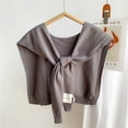 thumbnail image 2 of Ahabrexf Sweaters for Women Plus Size Sweater Shawl Wraps for Women Solid Color Knitted Knotted Shawls Winter False Collar Cape Shoulder Tops Fashion Wrap Women Sweaters for Fall, 2 of 3