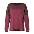 thumbnail image 5 of Bjutir Womens T Shirts Long Sleeve Colour Matching Casual T Shirt With Split Blouse Fall Winter Clothes Red 2Xl, 5 of 9