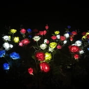 Solar Garden Stake Lights, Rose Flowers Lights LED Yellow Solar Stake Lights with 5 Roses Waterproof for Garden, Yard, Christmas Pathway, Grave Decor(1 Pack-Red)