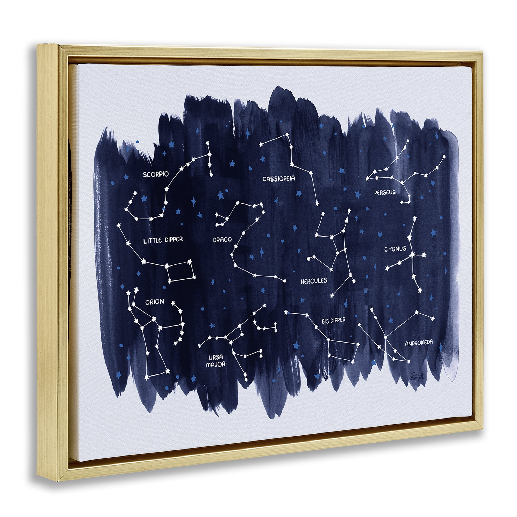 Stupell Industries Constellations on Blue Animals & Insects Painting Gold Floater Framed Art Print Wall Art, 21 x 17