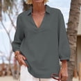 thumbnail image 1 of Jacenvly Hauts pour Femmes Liquidation Chemise à Manches Longues Col Porte Tube Régulier Couleur Unie Haut pour Femmes Chemise Hauts pour Femmes Manches Longues, 1 of 5