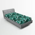 thumbnail image 2 of Ambesonne Leaves Greenery Fitted Sheet, Botanical Jungle, Twin XL Size, Emerald Teal Eggplant, 2 of 5