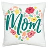 Big Dot of Happiness Colorful Floral Happy Mother's Day - We Love Mom Party Home Decorative Canvas Cushion Case - Throw Pillow Cover - 16 x 16 Inches