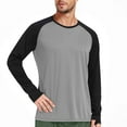thumbnail image 2 of APEXFWDT Men's Raglan Sleeve Athletic Workout T-Shirt Colorblock Long Sleeve Quick-Dry Breathable Top with Thumb Holes, for Outdoor Sports,M,Gray, 2 of 6