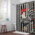 thumbnail image 5 of Abstract Rooster Flowers Fabric Shower Curtain Farmhouse Black Stripes Washable Shower Curtains for Bathroom, Waterproof Bath Curtain with Hooks Home Decor 36x72in, 5 of 8
