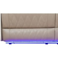thumbnail image 5 of Leather Power Recliner Loveseat Chair, Reclining Sofa Couch with LED, Recline Couch with USB Port&Cup Holder, Khaki, 5 of 7