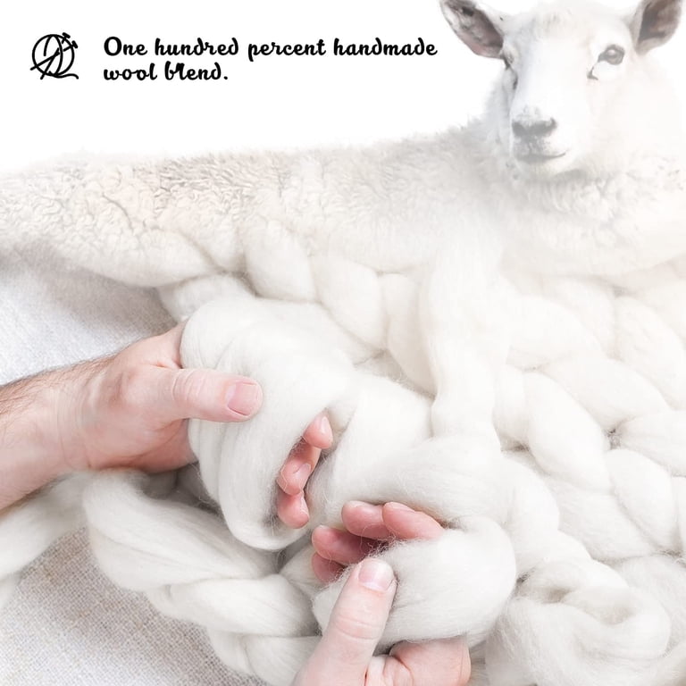 ZXNYH Chunky Knit Blanket Merino Wool Blend Giant Yarn Soft Cable