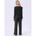 thumbnail image 4 of DARING DIVA Long Sleeve Side Bow Button Down Ruffle Hem Pajama Set S Black, 4 of 7
