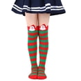 thumbnail image 4 of ZYHARUKO Kids Christmas Stockings Festival Over the Knee Socks Long Socks Breathable Stretchy Stripe Santa Socks for 6-10Y Child, 4 of 19