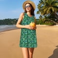 thumbnail image 3 of Easygdp Monstera Leaves para Vestido Transpirable de Mujer, Vestido Suelto de Manga Corta con Pliegues y Bolsillos para el Verano, 3 of 7