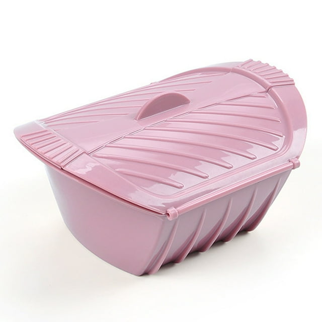Microwave Steamer Bowl Silicone Steamer with Handle & Lid for Meal Prep with Detachable Partition, Easy to Store, Microwave Cookware, Freezer & Dishwasher Safe, Pink (SMALL)
