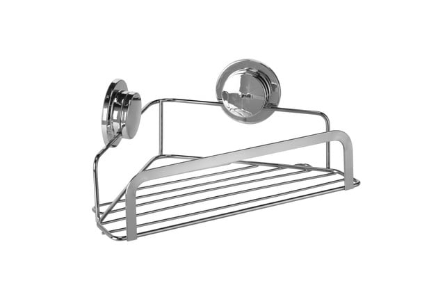 2 x Stainless Steel Stick N Lock Chrome Shower Rack Caddy Bathroom Shower Basket 