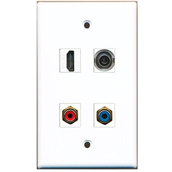 RiteAV - 1 Port HDMI 1 Port RCA Red 1 Port RCA Blue 1 Port 3.5mm Wall Plate