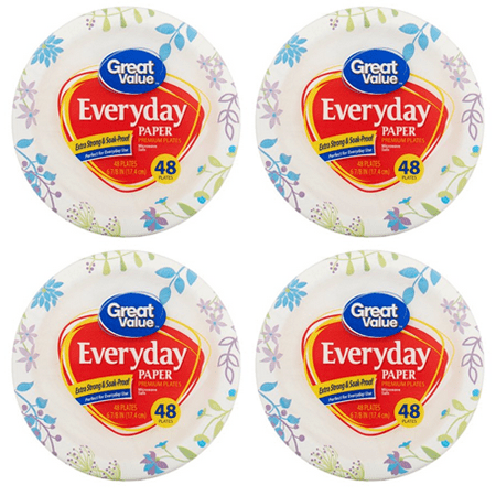 (4 Pack) Great Value Everyday Paper Plates, Snack/Dessert, 48 (Best Value Plate Carrier)