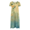 thumbnail image 4 of Women's Flower Printing Casual Short Sleeve Crewneck Dress Casual Flowy Tiered Maxi Beach Dress, 4 of 6