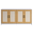 thumbnail image 6 of Ataucjin Cat Litter Box Enclosure for 2 Litter Boxes, 47'' Hidden Litter Box Enclosure with Double Room, Wooden Cat House TV Stand Sideboard with 4 Sisal Doors, 6 of 7