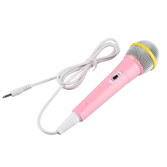Falleo Clearance Kids Wired Microphone 3.5mm Plug Low Distortion Portable Music Toy Children Singing Mic for Karaoke Family Party Pink