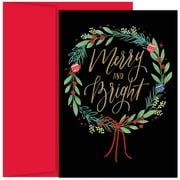 Holiday Collection 18-Count Boxed Christmas Cards with Envelopes, 7.8” x 5.6”, Believe Sleigh