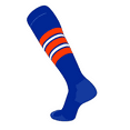 thumbnail image 1 of TCK Elite Baseball Football Long Striped Socks (F) Royal Blue, Orange, White (M), 1 of 1