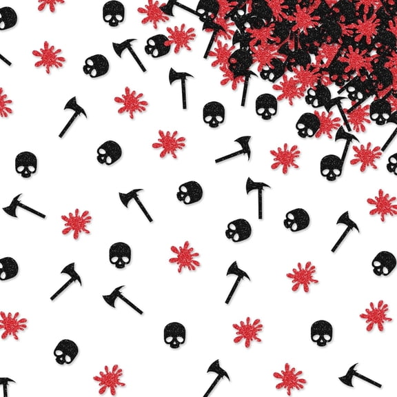 120pcs Halloween Bloody Confetti, Bloody Knife Confetti, Red&Black Glitter Have a Killer Birthday Table Scatters, Horror Theme Party Decoration