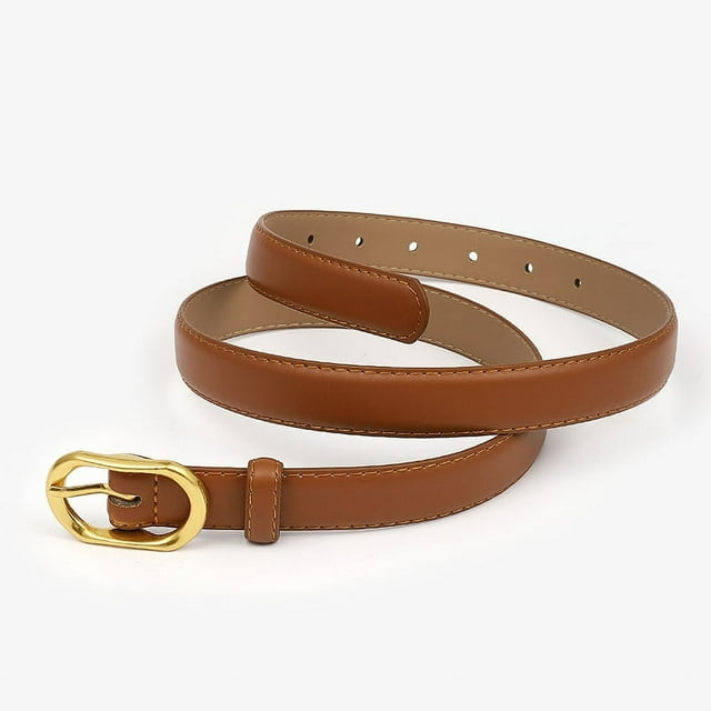 RV Cinturón vaquero para mujer, cinturón con hebilla dorada para mujer, ancho 2,4 cm, cinturón vaquero casual para mujer (Beige) brillar Electrónica
