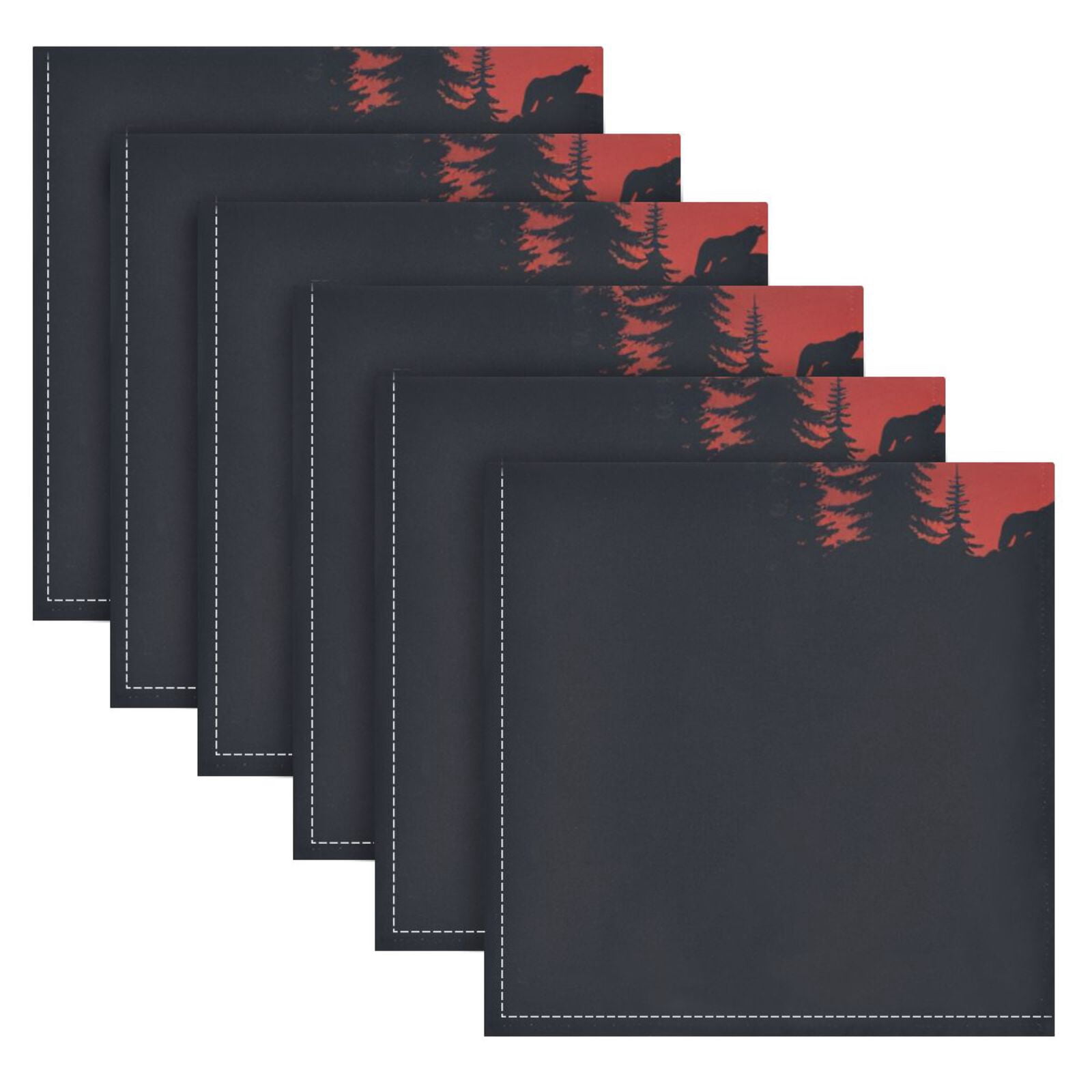 JSTEL Howling Wolf Red Moon Cloth Napkins Set of 6, 20x20 Inch Washable and Reusable Napkin for Decoupage Dinner Party Everyday Use