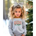 thumbnail image 4 of Merry and Bright Sweatshirt Retro Green and Red Check Christmas Pullover Gray Sweatshirt Youth X-Small, 4 of 5
