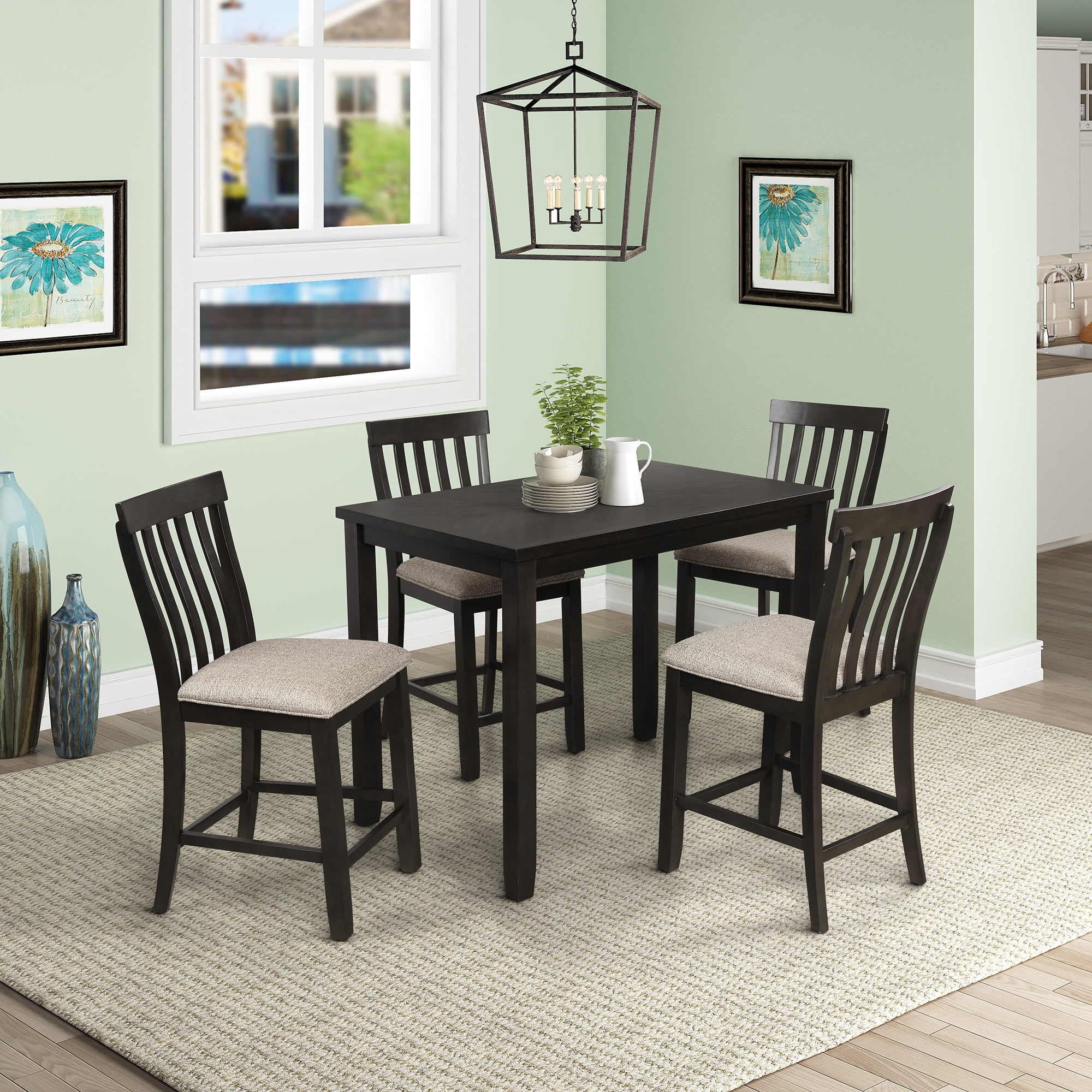 Clearance! 5-Piece Counter Height Dining Set, Wooden Dining Table Sets