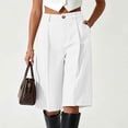thumbnail image 7 of Karymi Pants for Women High Waist Bermuda Shorts, Pleated Wide Leg Dressy Shorts with Pockets, Casual Tailored Knee-Length Suit Shorts Women's Pants, 7 of 7