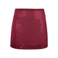 thumbnail image 3 of Women's Sequin Skirt Sparkle Stretchy Bodycon Mini Skirts (Red M), 3 of 8